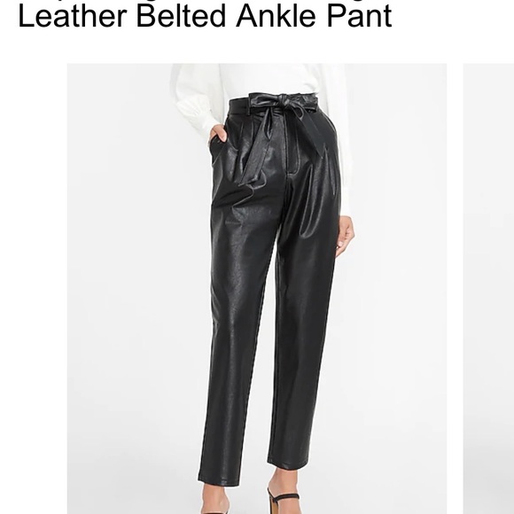 Express Pants - Express Vegan Leather Belted Ankle Pant